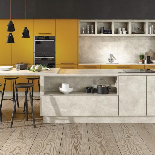 Lucido Yellow Gloss and Chalk Ceramic Contemporary Ashley Ann Kitchen