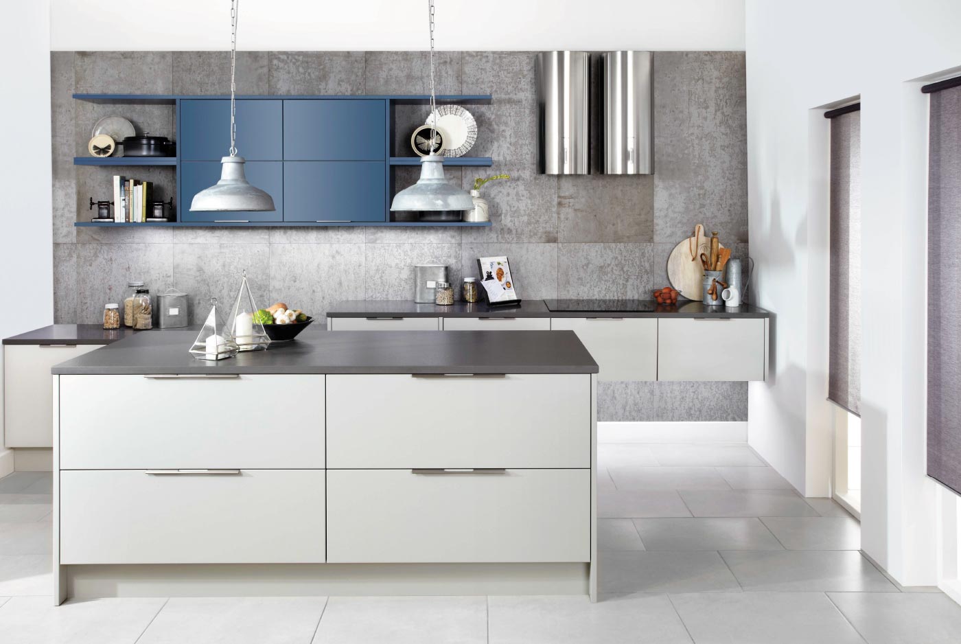 Mercury Smooth Painted October Night and Elgin Grey Contemporary Ashley Ann Kitchen