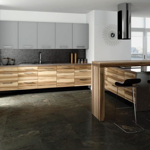 Rio Painted Light Grey and Caribbean Walnut Contemporary Ashley Ann Kitchen