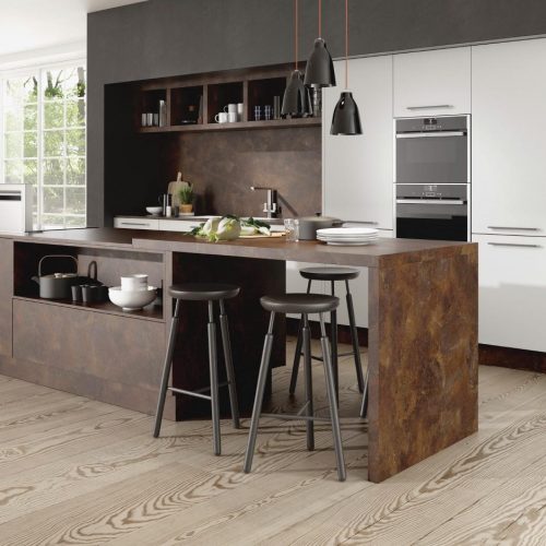 Rust Ceramic and Smooth Painted Light Grey Contemporary Ashley Ann Kitchen