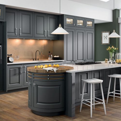 Assynt Smooth Painted, Caithness Slate Caledonia Traditional Shaker Style Kitchen