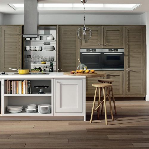 Conival Smoked Oak & Painted Blizzard White Caledonia Traditional Shaker Style Kitchen