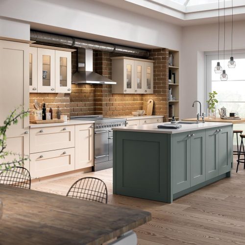 Islay Smooth Painted, Summer Sky & Cloudy Dawn Caledonia Traditional Shaker Style Kitchen