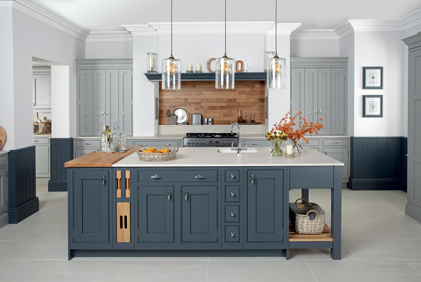 Katrine Painted Elgin Grey & Caithness Slate Caledonia Traditional Shaker Style Kitchen