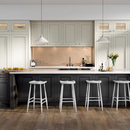 Sorisdale Smooth Painted, Farr Beach & Dark Oak Caledonia Traditional Shaker Style Kitchen