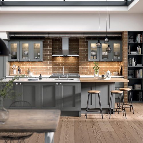 Syre Painted, Roofer's Lead Caledonia Traditional Shaker Style Kitchen