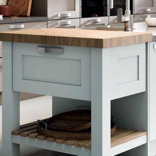 Syre Painted, Sea Harr & Winter Blue Caledonia Traditional Shaker Style Kitchen
